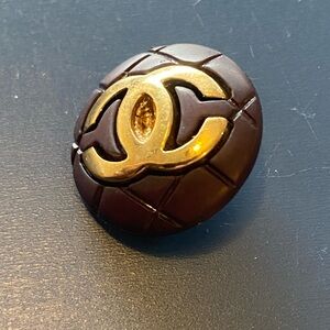 Chanel Single Brown Quilted Logo Button